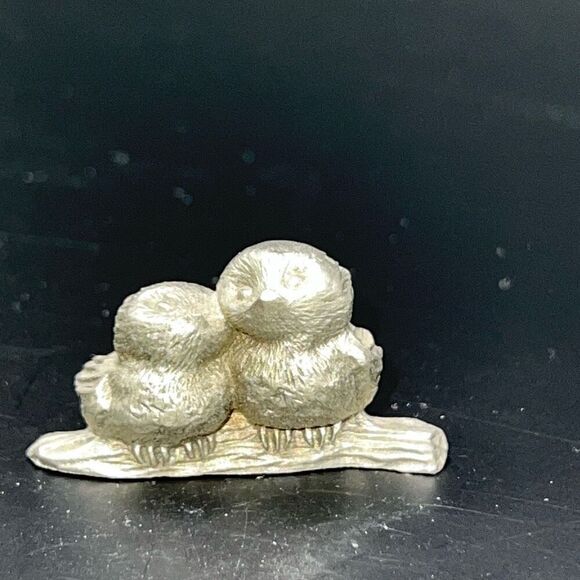 Vintage Hallmark Mini Little Gallery Fine Pewter Birds At Break Of Day 1976 - Picture 1 of 7